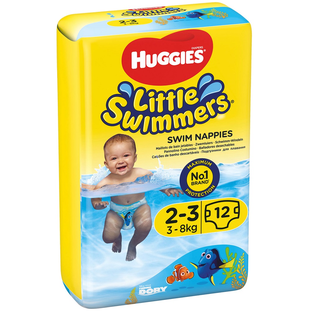  Chilotei impermeabili pentru inot Little Swimmers Nr. 2-3, 3-8 kg, 12 bucati, Huggies
