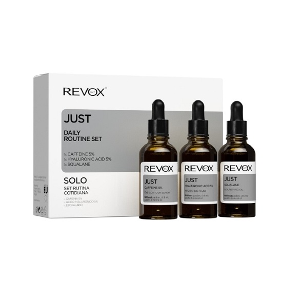 Set pentru ingrijirea zilnica a tenului (Serum Cafeina 30 ml + Acid Hialuronic 30 ml + Squalane 30ml), Revox