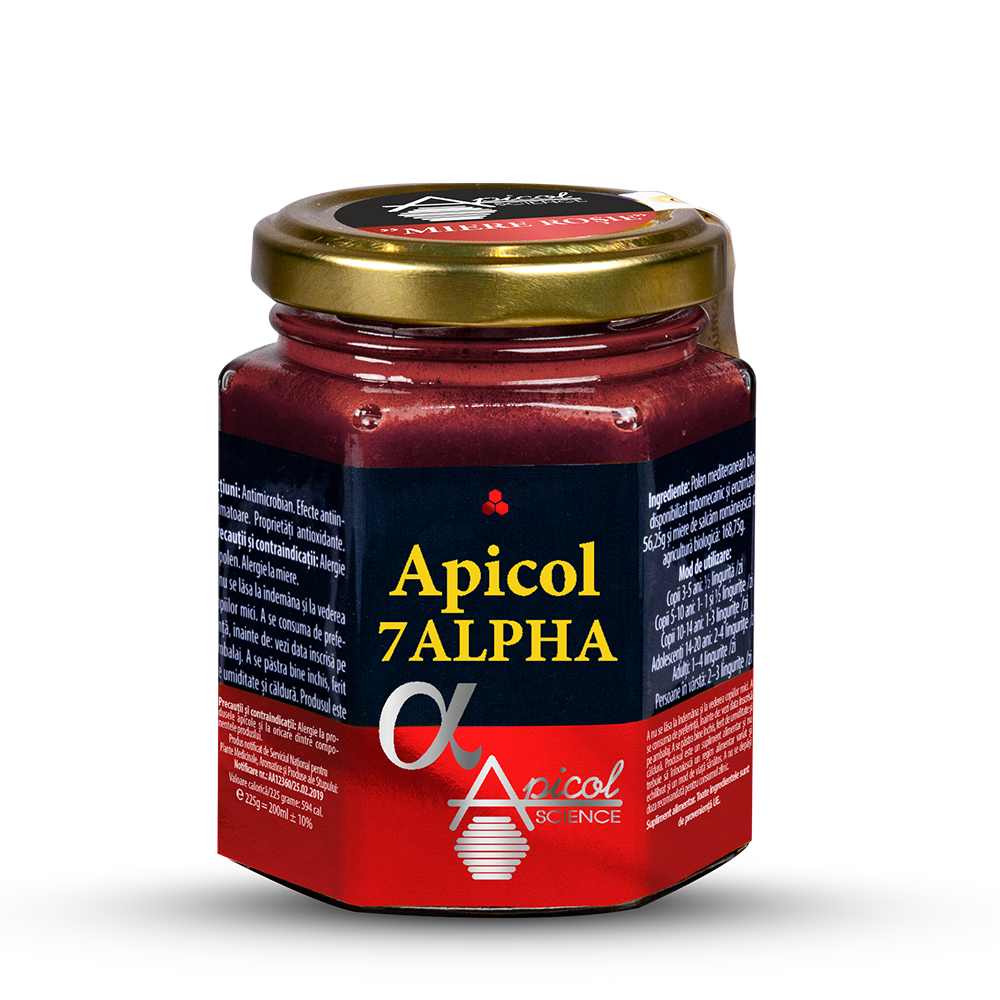 Apicol 7 Alpha, mierea rosie, 235 gr, Apicol Science