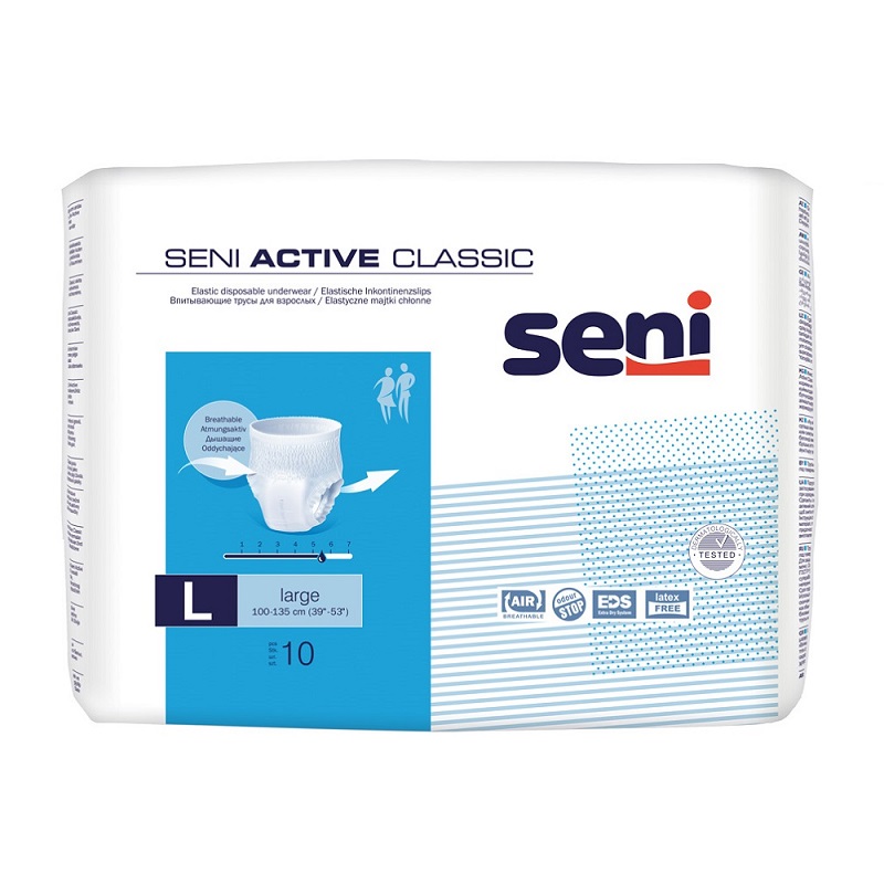 Chilot elastic absorbant Active Classic, Large, 10 bucati, Seni