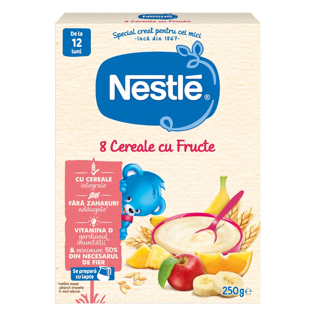 Mix 8 cereale cu fructe Infant Cereals, +12 luni, 250 g, Nestle 534389