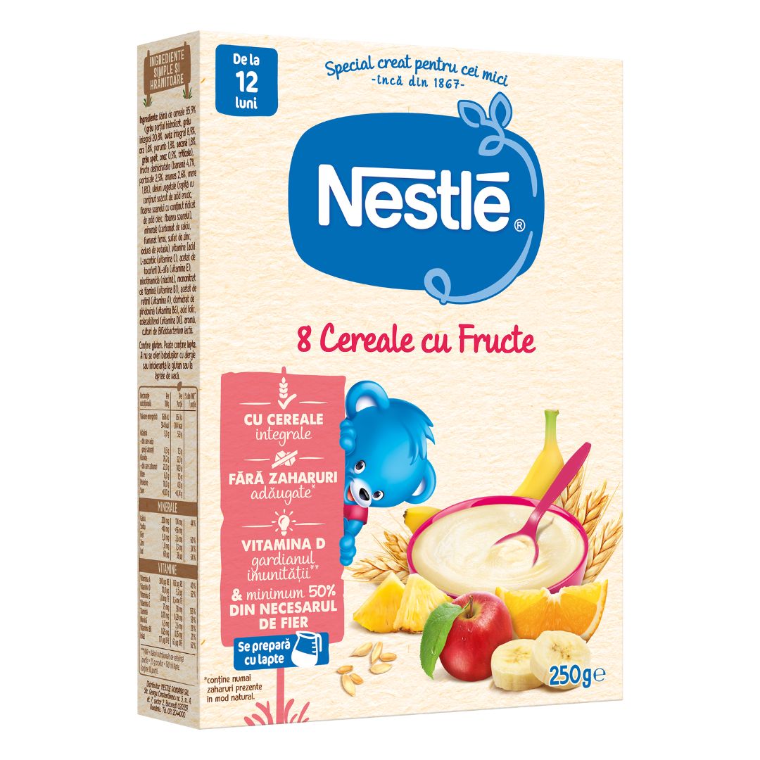 Mix 8 cereale cu fructe Infant Cereals, +12 luni, 250 g, Nestle 534390