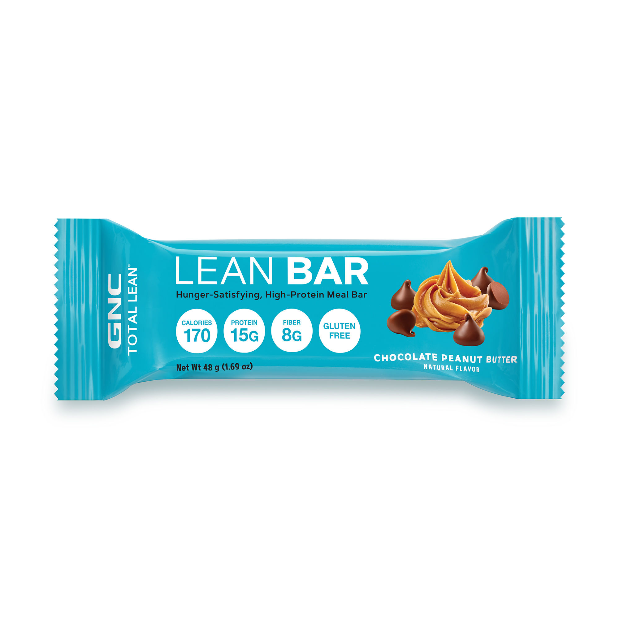 Baton proteic cu fibre, ciocolata si unt de arahide Lean Bar, 48 g, GNC