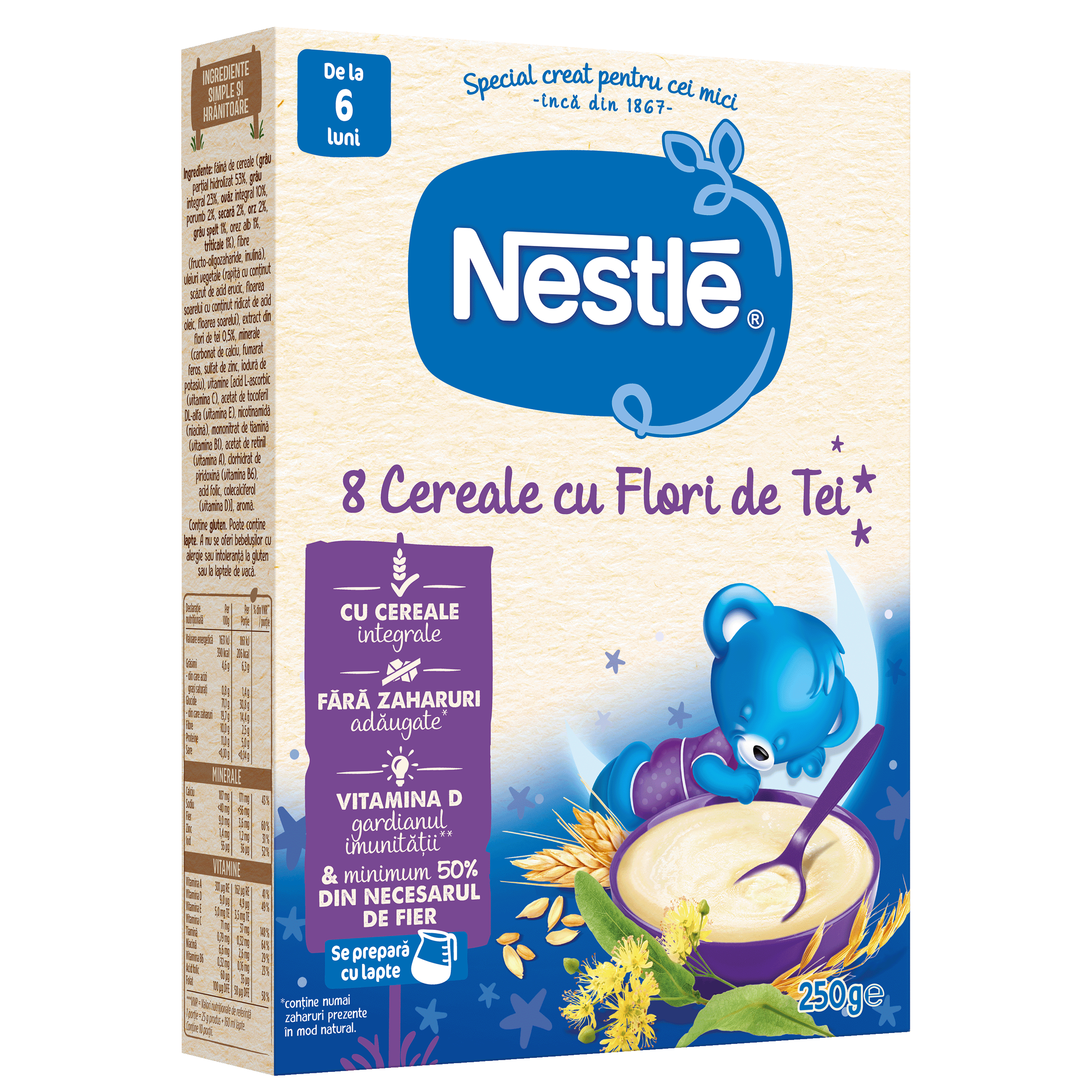 8 Cereale cu Flori de Tei Somn Usor Infant Cereals, +6 luni, 250 g, Nestle