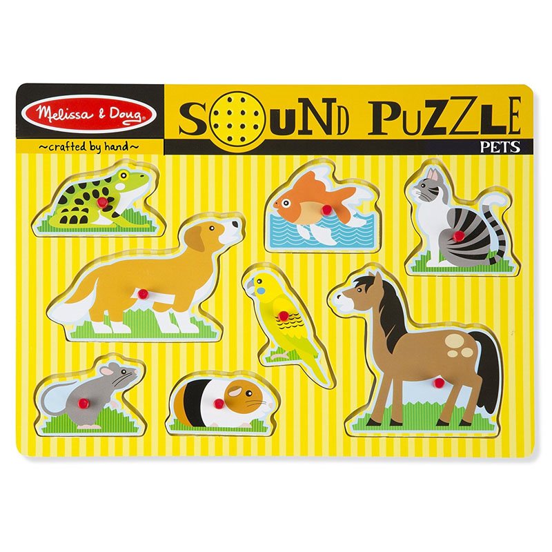 Puzzle din lemn cu sunete si animale de companie, Melissa and Doug