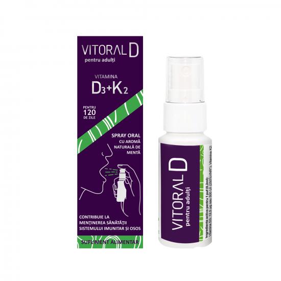 Spray oral pentru adulti D3+K2, 25 ml, Vitoral 