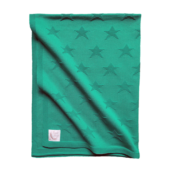 Paturica tricotata First Hugs New Star, 80x100 cm, Mint, Tuxi Brands