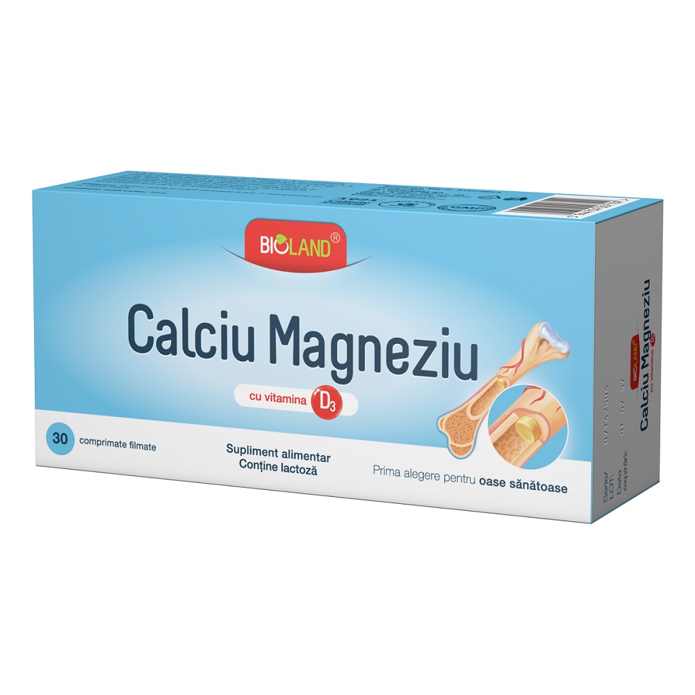 Calciu si Magneziu cu Vitamina D3, 30 comprimate, Biofarm
