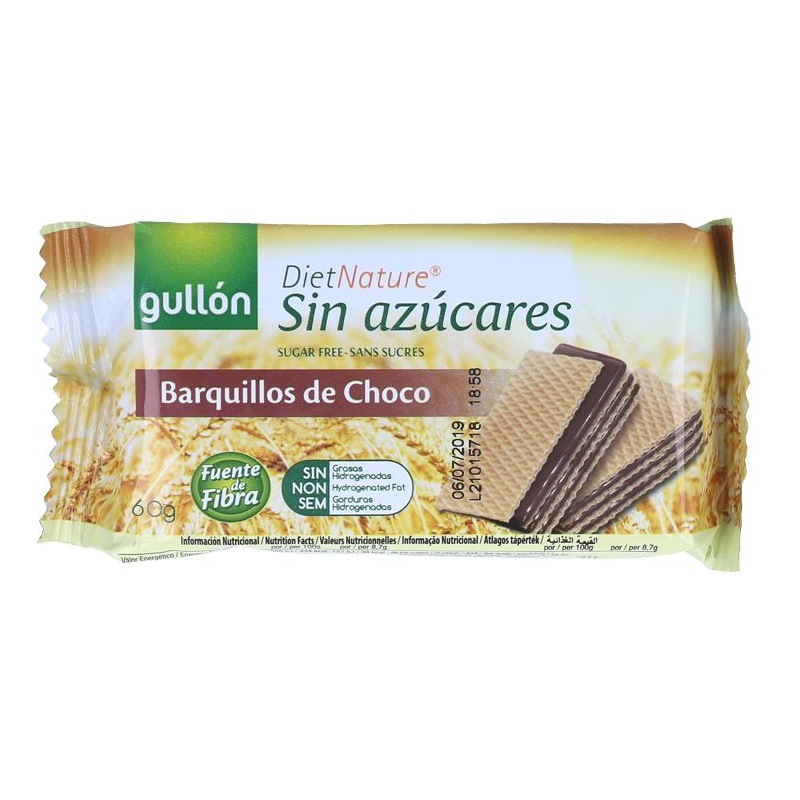 Napolitane dietetic ciocolata, 60 g, Gullon