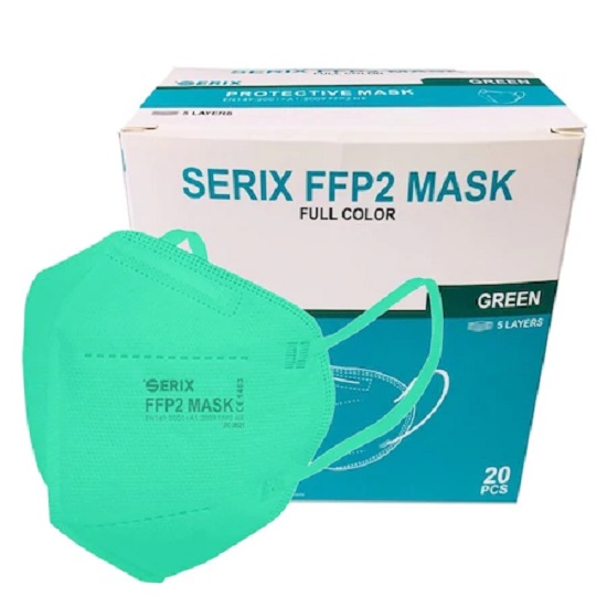 Masti de protectie FFP2, culoare verde, 20 buc, Serix