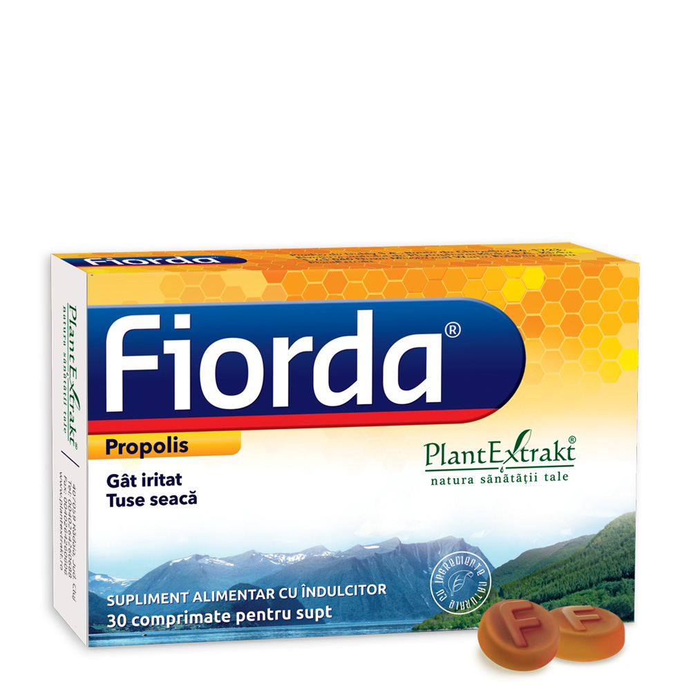 Fiorda cu aroma de propolis, 30 comprimate, PlantExtrakt