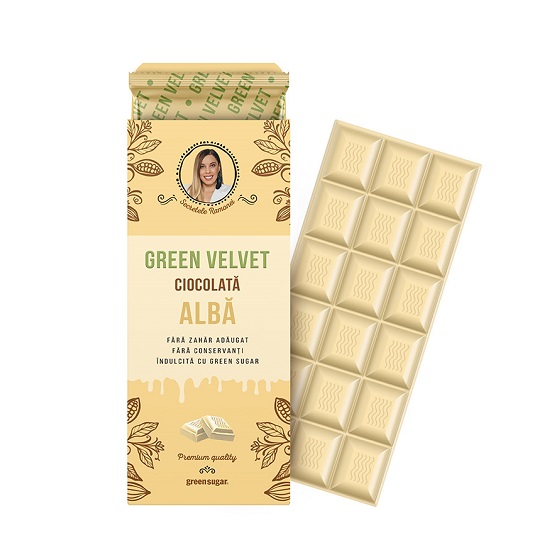   Ciocolata alba Green Velvet, 100g, Secretele Ramonei