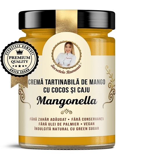Crema tartinabila cu Mango, Cocos si Caju Mangonella, 350 gr, Secretele Ramonei