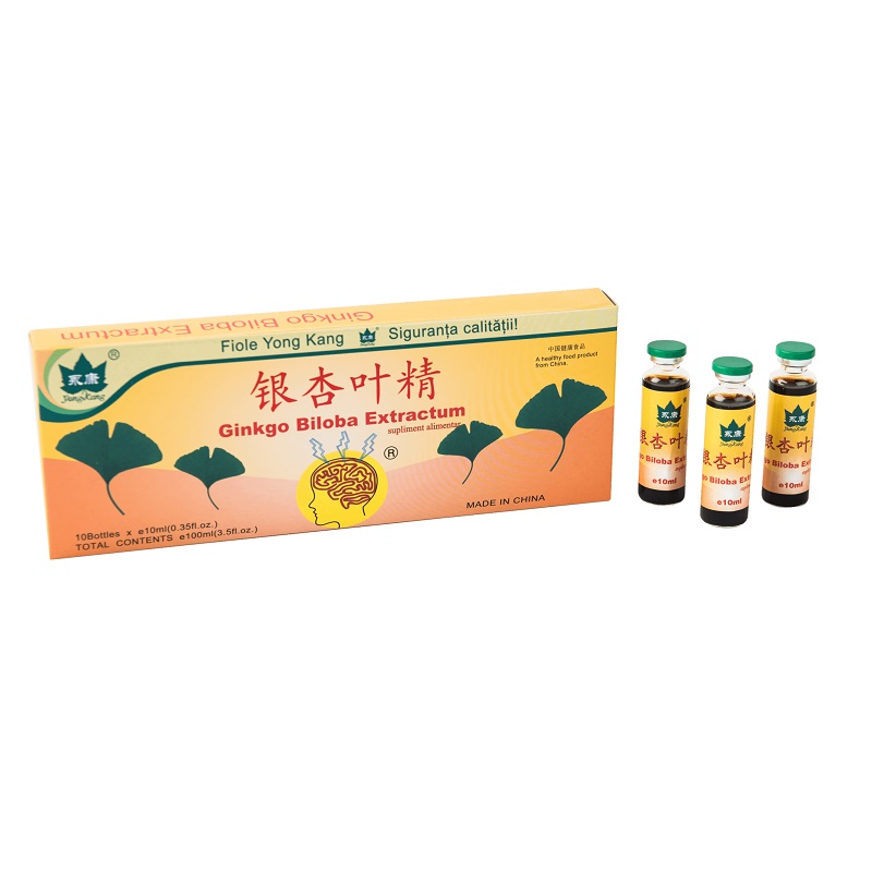 Ginkgo Biloba Extractum 1500 mg, 10 fiole x 10 ml, YongKang International China