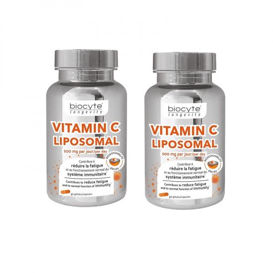 Pachet Vitamina C Lipozomala 500 mg, 30 capsule + 30 capsule, Biocyte