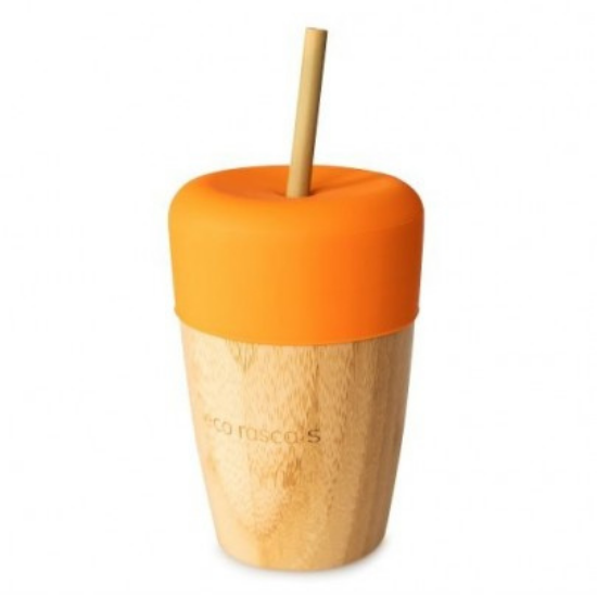 Pahar din bambus, portocaliu, 240 ml, Eco Rascals   