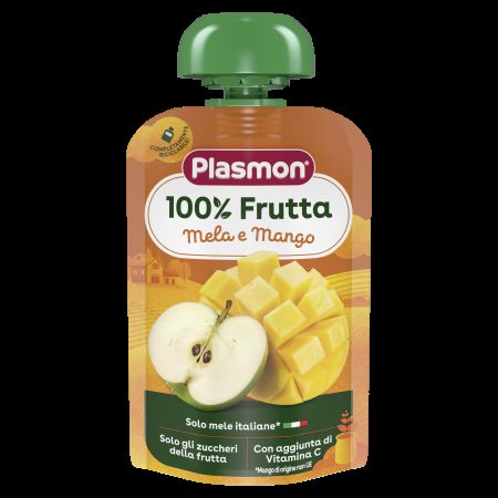 Piure din fructe naturale, mar si mango, 100g, Plasmon