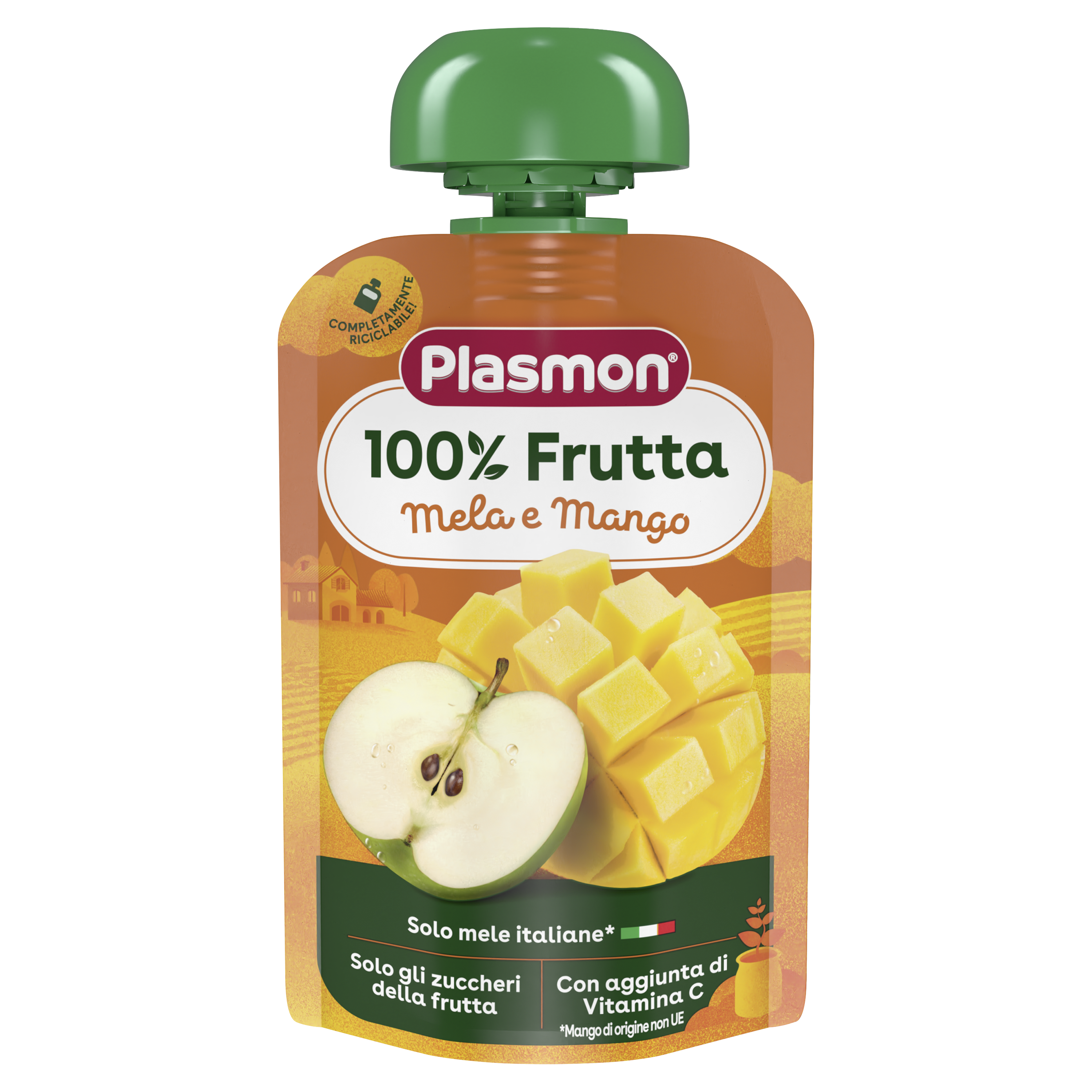 Piure din fructe naturale, mar si mango, 100g, Plasmon