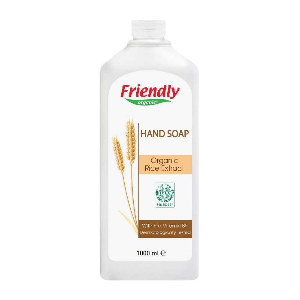 Sapun lichid pentru maini cu extract de orez, 1000 ml, Friendly Organic