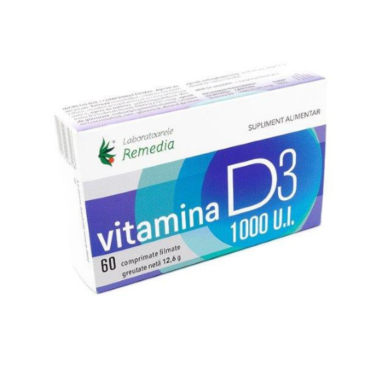 Vitamina D3 1000 U.I., 60 comprimate, Remedia