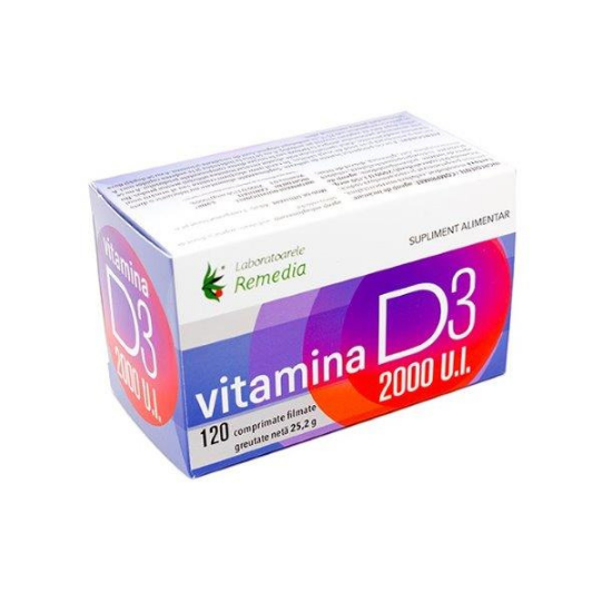 Vitamina D3 2000 U.I., 120 comprimate, Remedia