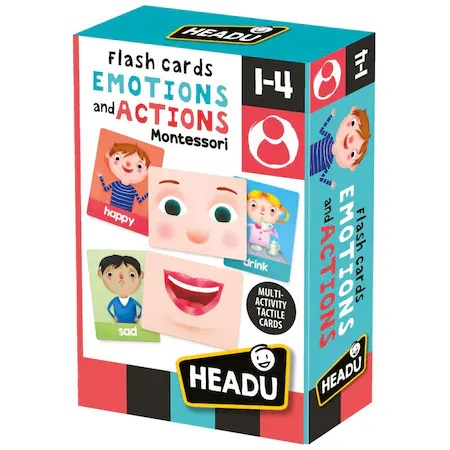  Joc educativ Montessori - Carti emotii si actiuni, +1 an, Headu