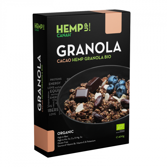 Granola cacao cu canepa Bio Hemp Up, 400 g, Canah