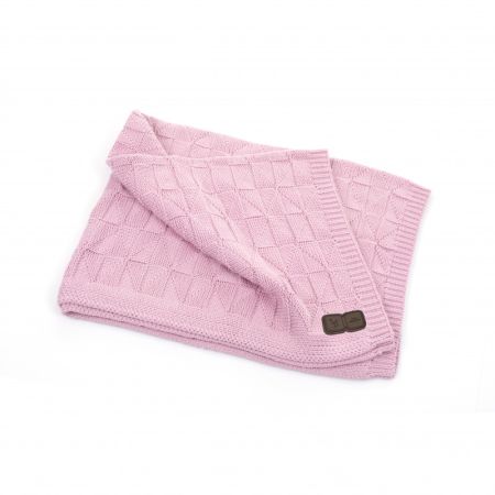 Paturica tricotata Roze 100% bumbac, 100x100 cm, ABC Design