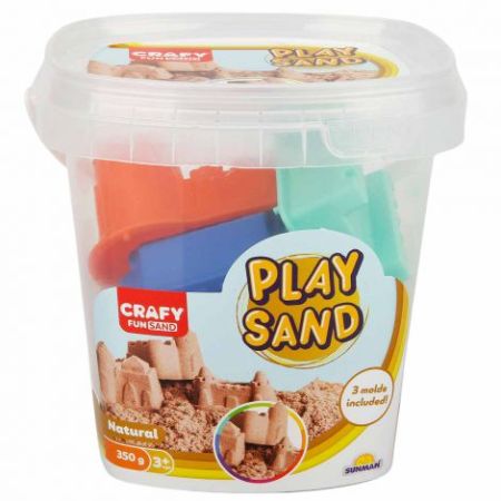 Nisip Kinetic Fun Sand natur si 3 unelte de modelat