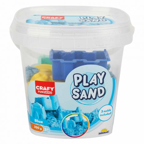Nisip Kinetic Fun Sand albastru si 3 unelte de modelat, +3 ani, 350 gr, Crafy