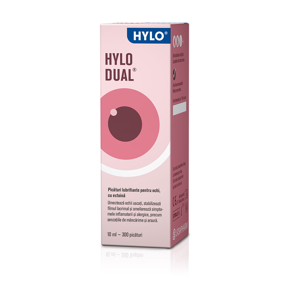 Hylo Dual Picaturi lubrifiante pentru ochi cu ectoina,, 10 ml, Hylo