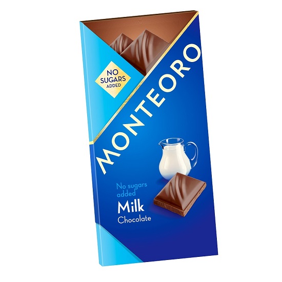 Ciocolata cu lapte fara zahar adaugat, 90 g, Monteoro