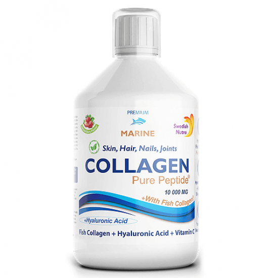 Colagen Lichid Marin Hidrolizat tip 1 si 3 cu 10.000mg + Biotina + Acid Hialuronic, 500 ml, Swedish Nutra