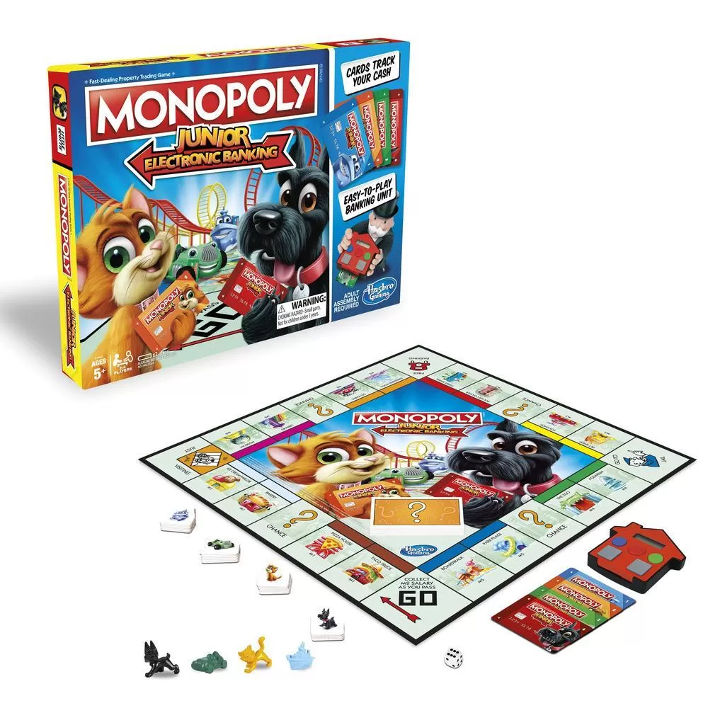 Joc Monopoly Junior Banca Electronica, 5 ani+, Hasbro