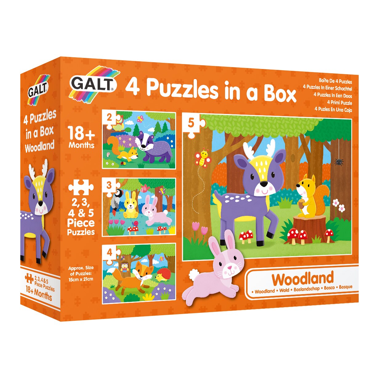 Set 4 puzzle-uri, Animalute din padure, +18 luni, Galt