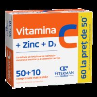 Vitamina C, Zinc si D3, 60 comprimate mestecabile, Fiterman