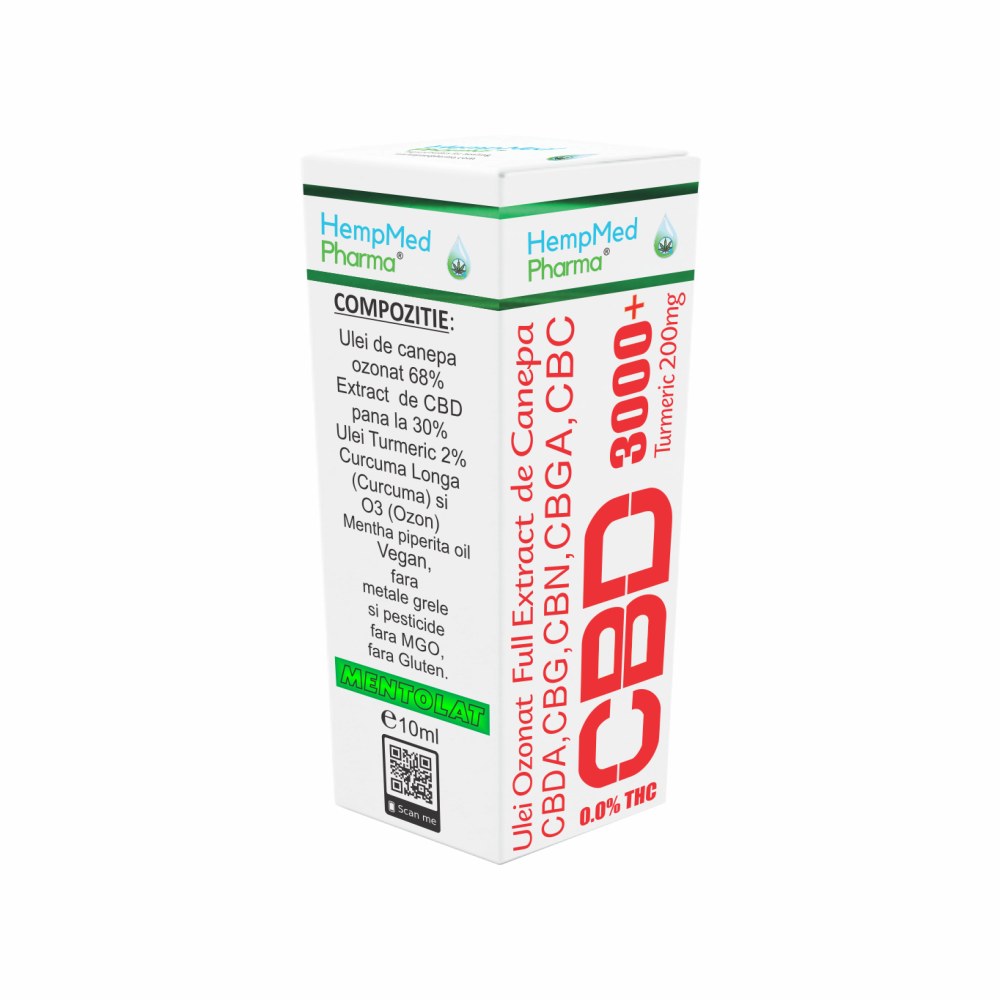 Ulei ozonat full extract de canepa 3000 mg, 10 ml, Hempmed Pharma