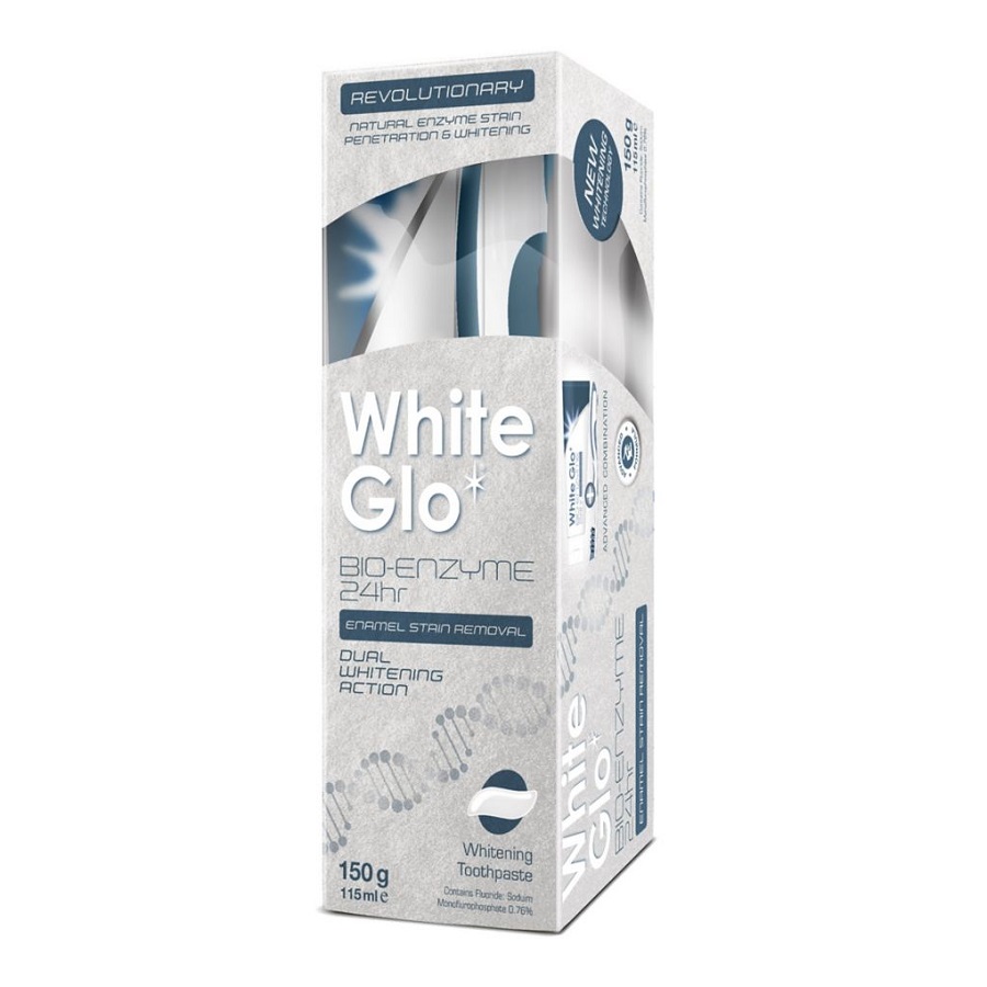 Pasta de dinti, White Glo Bio-enzyme 24h, 150 ml, White Glo