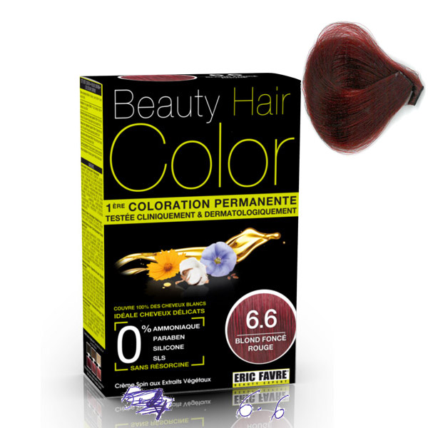 Vopsea de par cu extracte vegetale si bumbac Blond Fonce Rouge, 160 ml, Nuanta 6.6, Beauty Hair Color