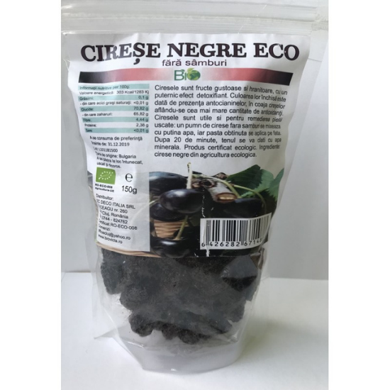 Cirese negre uscate Bio, 150 g, Managis