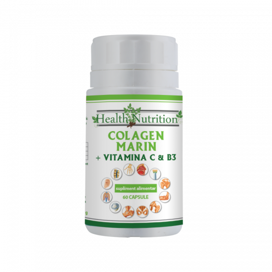 Colagen marin Forte cu Vitamina B3 si Vitamina C, 60 tablete, Health Nutrition