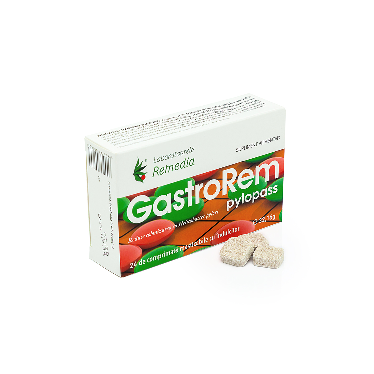 Gastrorem Pylopass, 24 comprimate mestecabile cu indulcitor, Remedia
