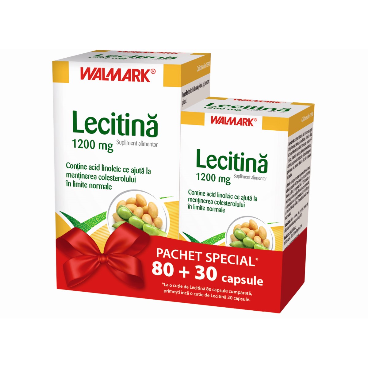 Pachet Lecitina 1200mg, 80+30 capsule, Walmark