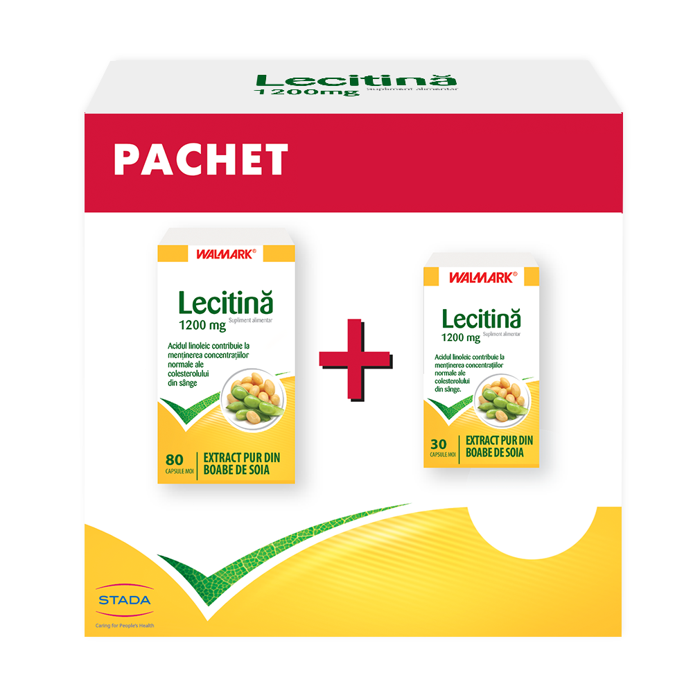 Pachet Lecitina 1200 mg, 80 + 30 capsule, Walmark