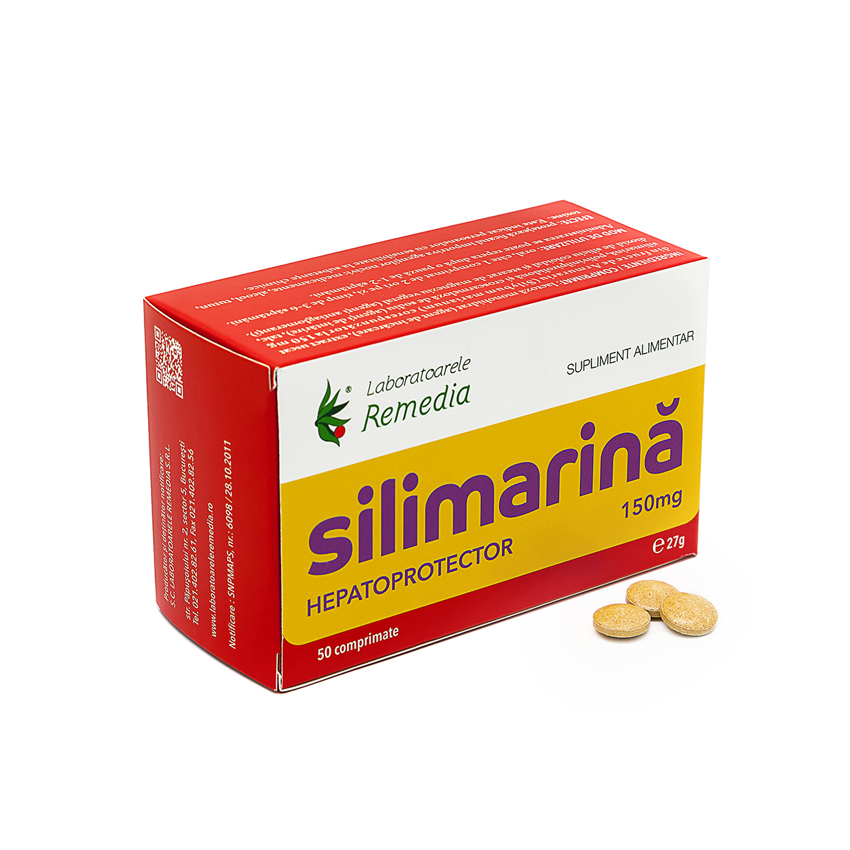 Silimarina 150mg, 50 comprimate, Laboratoarele Remedia
