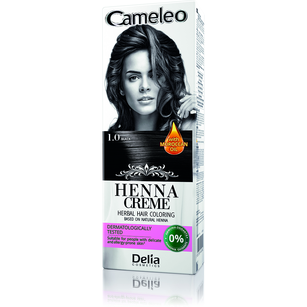 Vopsea crema pentru par pe baza de henna naturala 1.0 Cameleo, 75 g, Delia Cosmetics