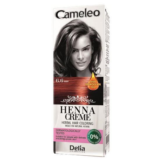 Vopsea crema pentru par pe baza de henna naturala 6.6 Cameleo, 75 g, Delia Cosmetics