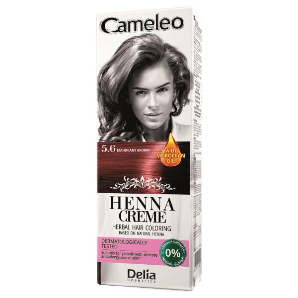 Vopsea crema pentru par pe baza de henna naturala 5.6 Cameleo, 75 g, Delia Cosmetics