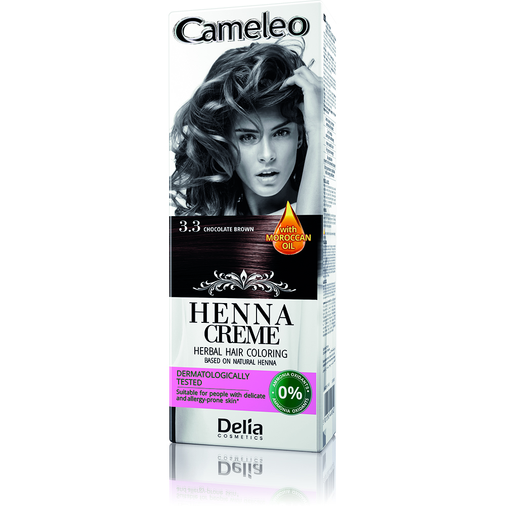 Vopsea crema pentru par pe baza de henna naturala 3.3 Cameleo, 75 g, Delia Cosmetics