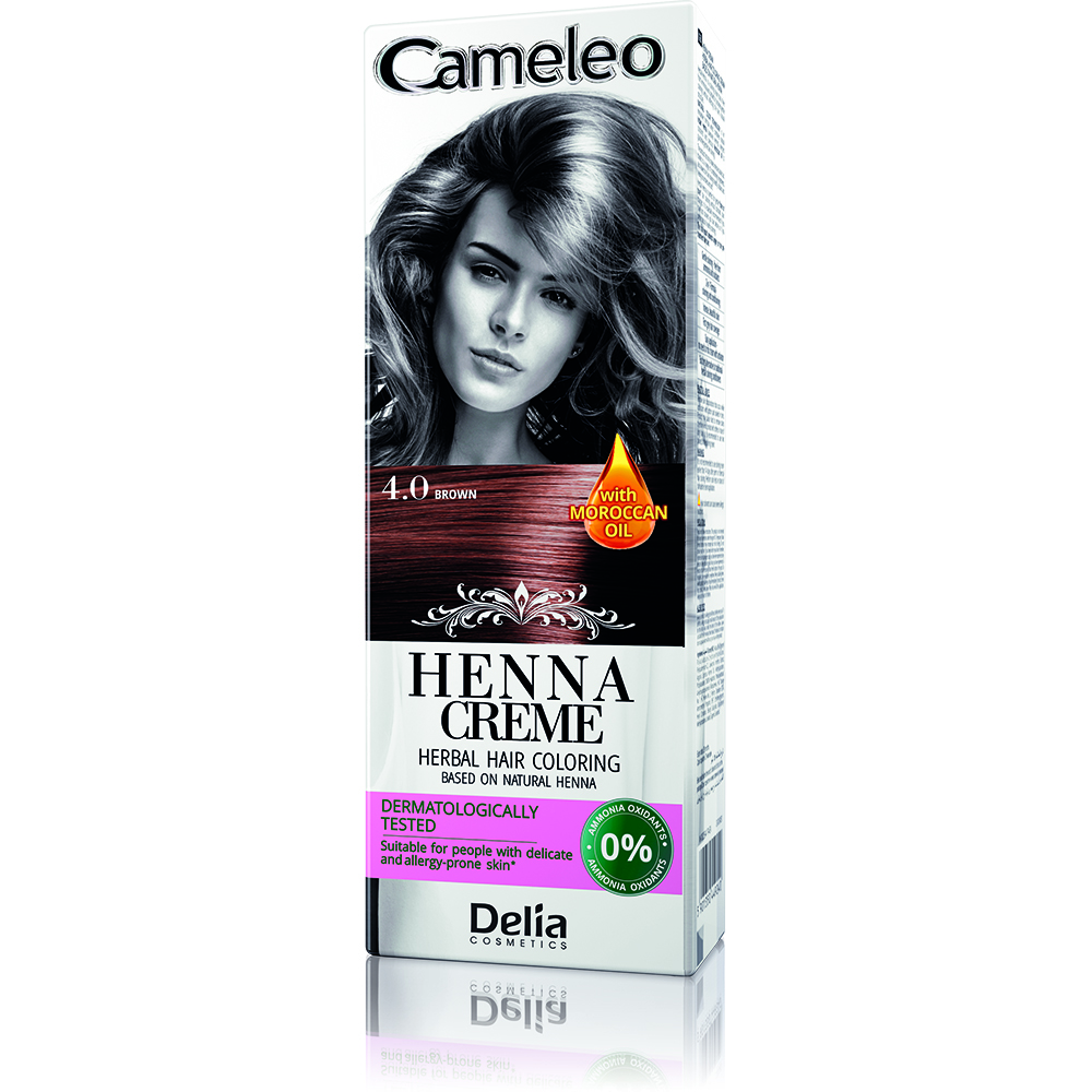 Vopsea crema pentru par pe baza de henna naturala 4.0 Cameleo, 75 g, Delia Cosmetics